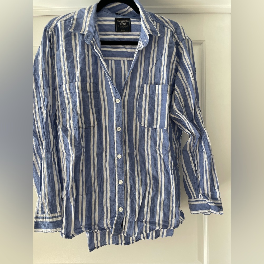 Abercrombie & Fitch Striped Blue White Button Up